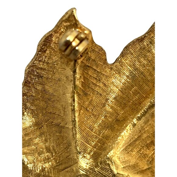Vintage Gold-Tone Maple Leaf Brooch by Charel Textured Finish - Picture 11 of 15